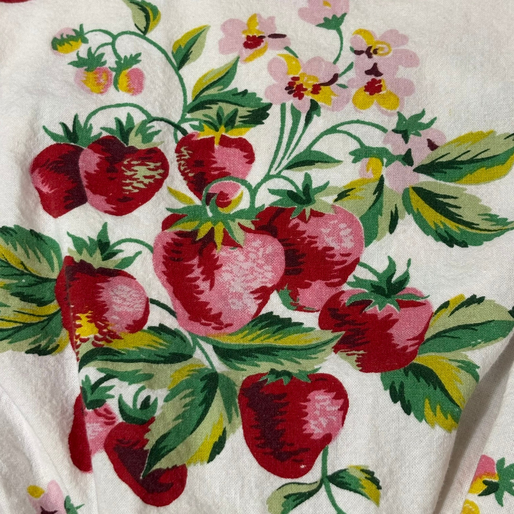 April Cornell Strawberry Porch Dress White Girls 3/4 Tie Sleeveless Summer Fruit - Picture 10 of 14